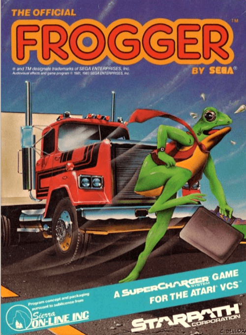 The Official Frogger by Sega box art for Atari 2600
